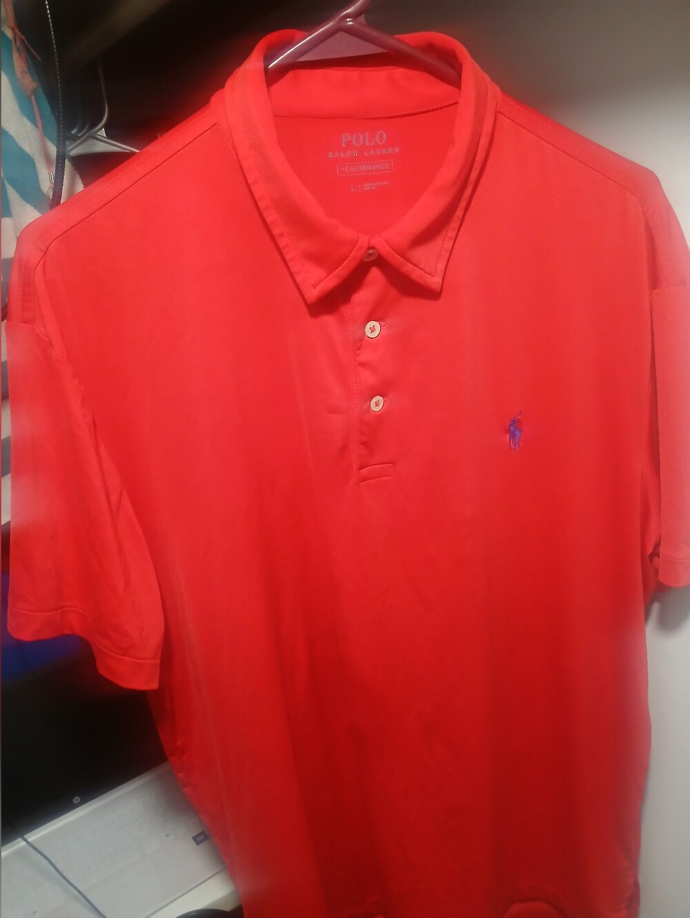 Size Large POLO Ralph Lauren mens solid red mesh performance golf polo EUC